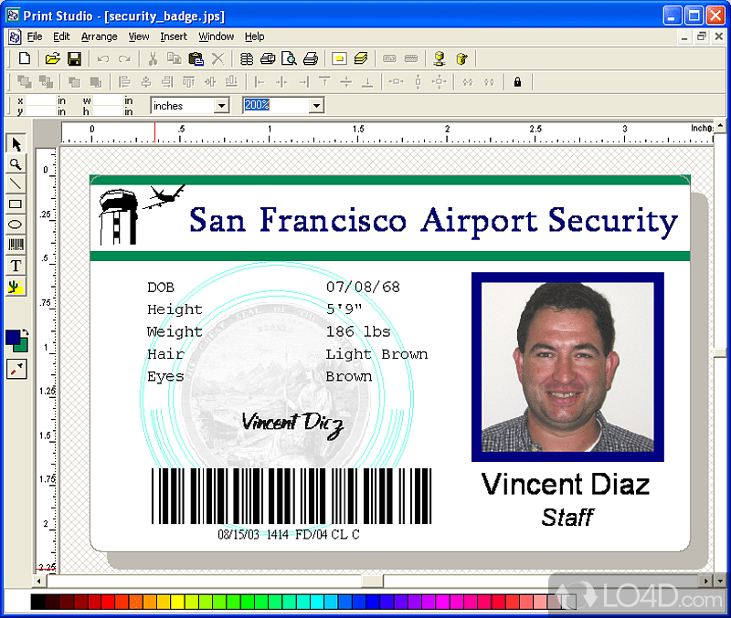 Print photo id card, name badge, visitor pass, security badge - Screenshot of ID Flow Photo ID Card Software