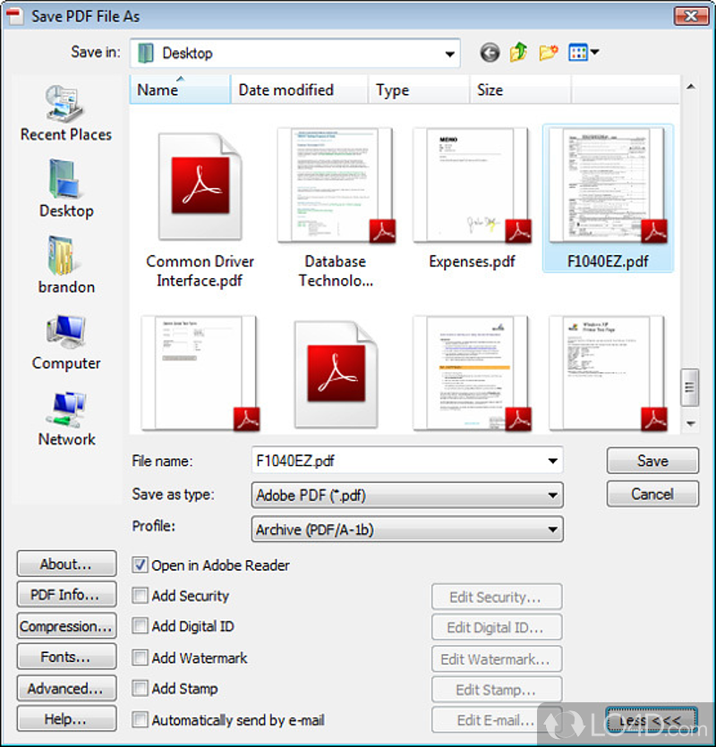 Document Conversion to Adobe PDF - Screenshot of Print2PDF