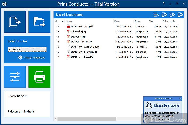 Print in batch mode thanks to this app that can build a printing queue containing multiple files - Screenshot of Print Conductor