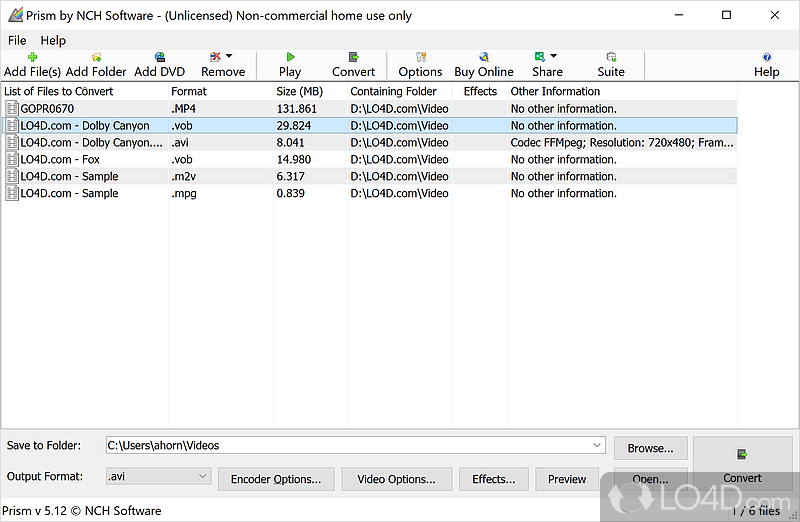 Convert or compress video files in batches with a program that supports all popular formats - Screenshot of Prism Video File Converter