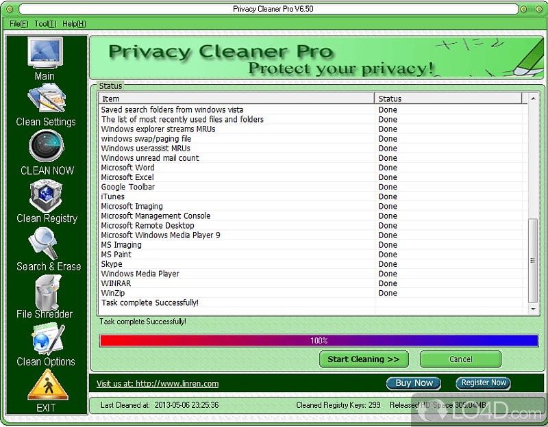 Remove unwanted data - Screenshot of Privacy Cleaner Pro