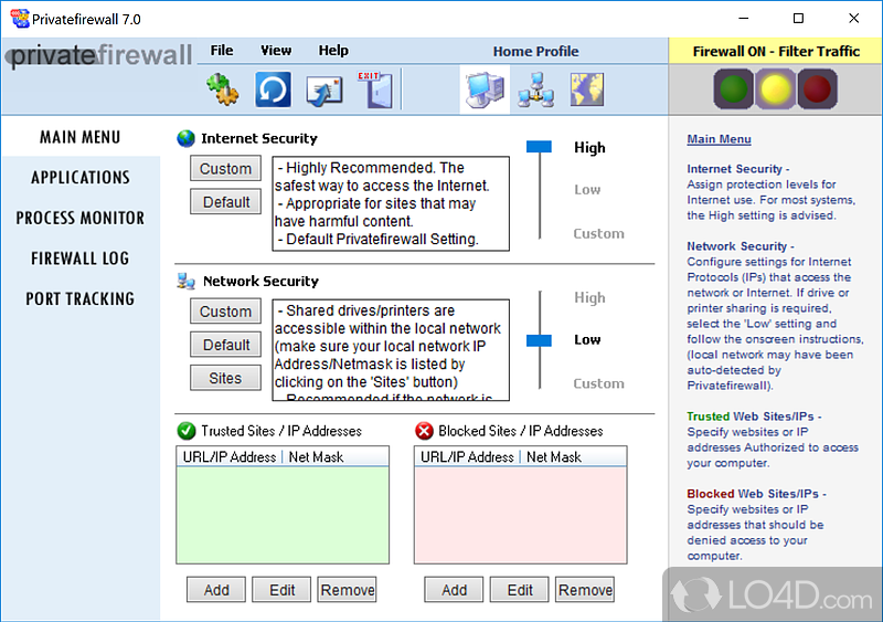 Easy privacy protection - Screenshot of PrivateFirewall