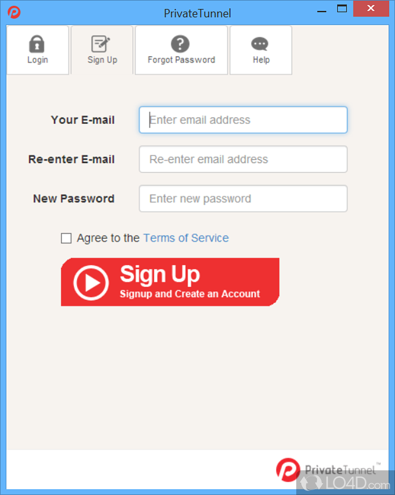 PrivateTunnel VPN Client: User interface - Screenshot of PrivateTunnel VPN Client