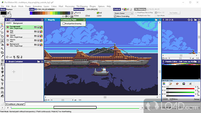 Create custom animations, sprites tiles and level maps for usage in games - Screenshot of Pro Motion