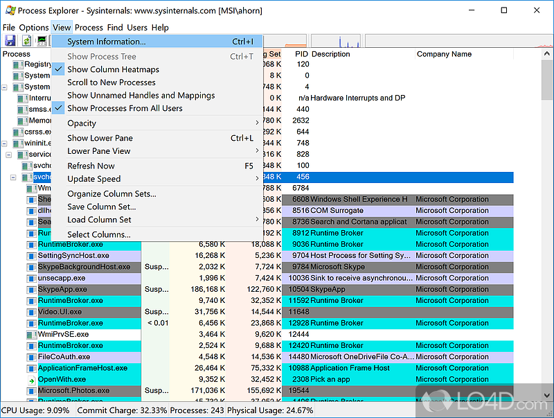 View detailed info about processes on PC - Screenshot of Process Explorer