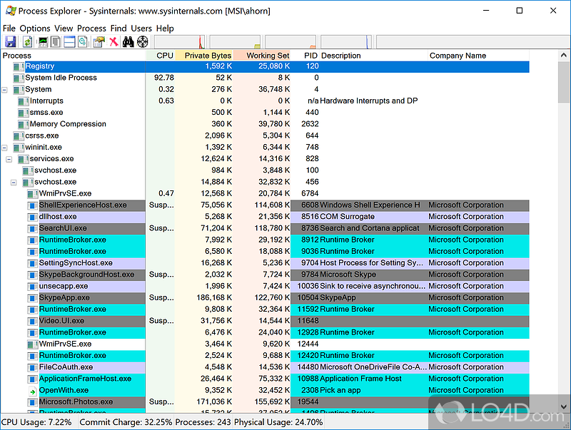 Process Explorer: Portability perks - Screenshot of Process Explorer