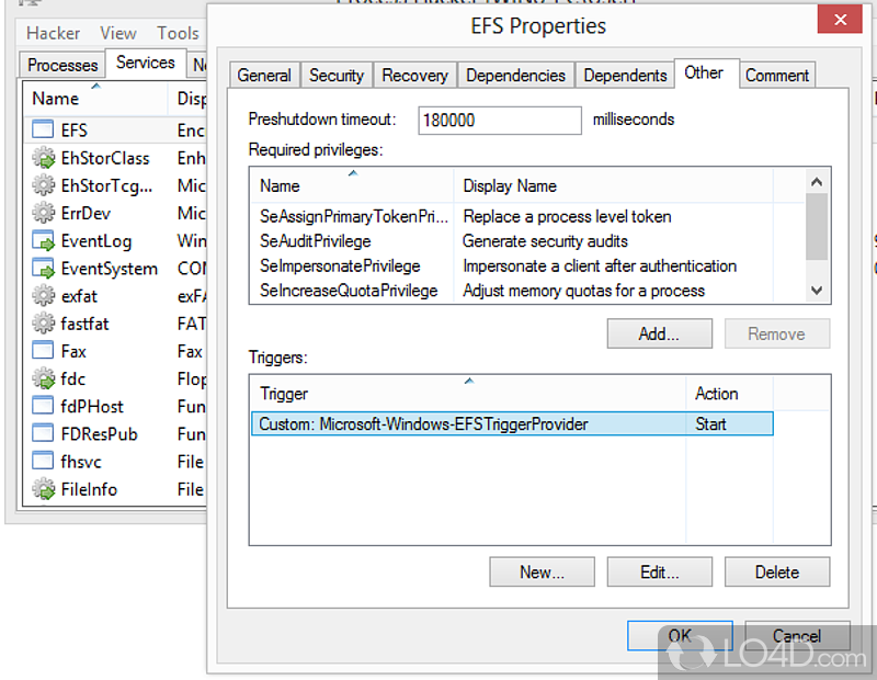 Debug processes and malware detection - Screenshot of Process Hacker