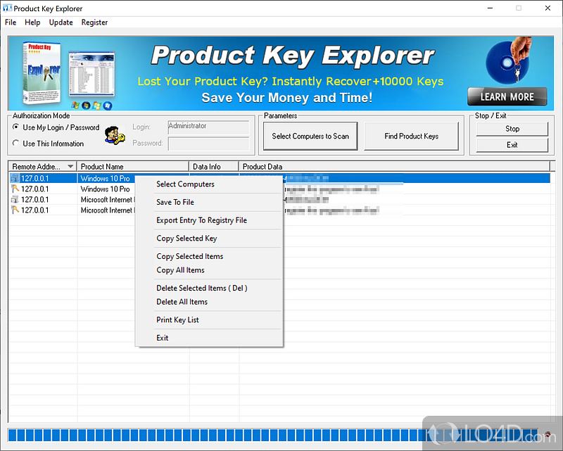 Product Key Explorer screenshot