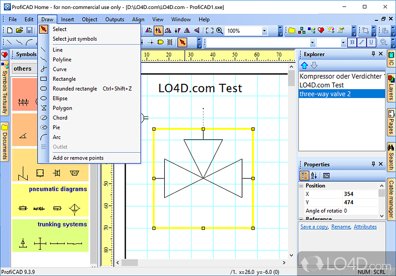 Electrical CAD software for designing electrical diagrams - Screenshot of ProfiCAD