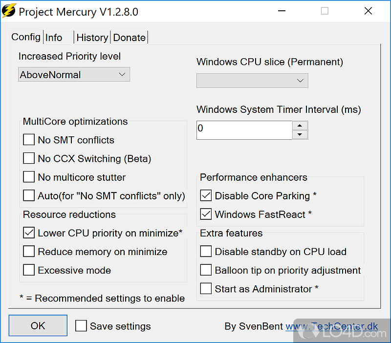 Enhance the CPU priority of various programs from computer by using this tool that lets you choose from various tweak modules - Screenshot of Project Mercury