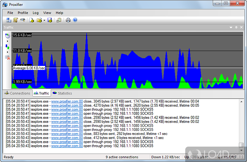 Working through proxy servers - Screenshot of Proxifier