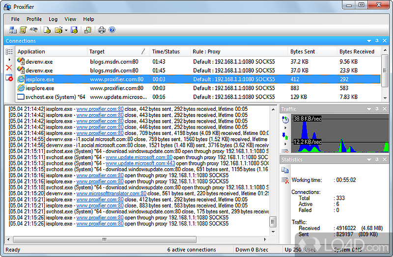 Improve network performance - Screenshot of Proxifier