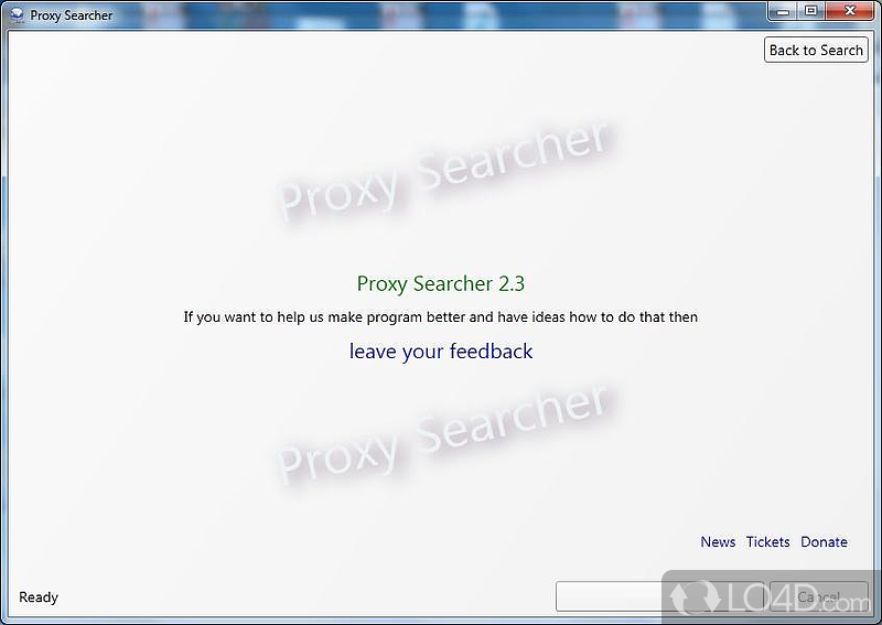 Proxy Searcher: User interface - Screenshot of Proxy Searcher