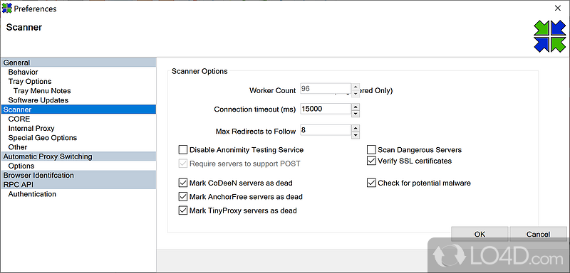 Anonymous surfing capabilities - Screenshot of Proxy Switcher Standard