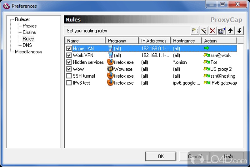 Tunnel Internet apps through HTTP proxy servers in order to protect real identity while using them - Screenshot of ProxyCap