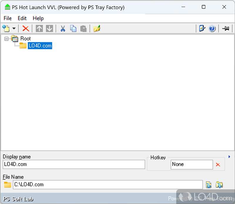 PS Hot Launch VVL: User interface - Screenshot of PS Hot Launch VVL
