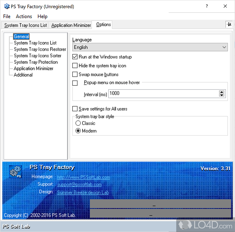 PS Tray Factory: Simple design - Screenshot of PS Tray Factory