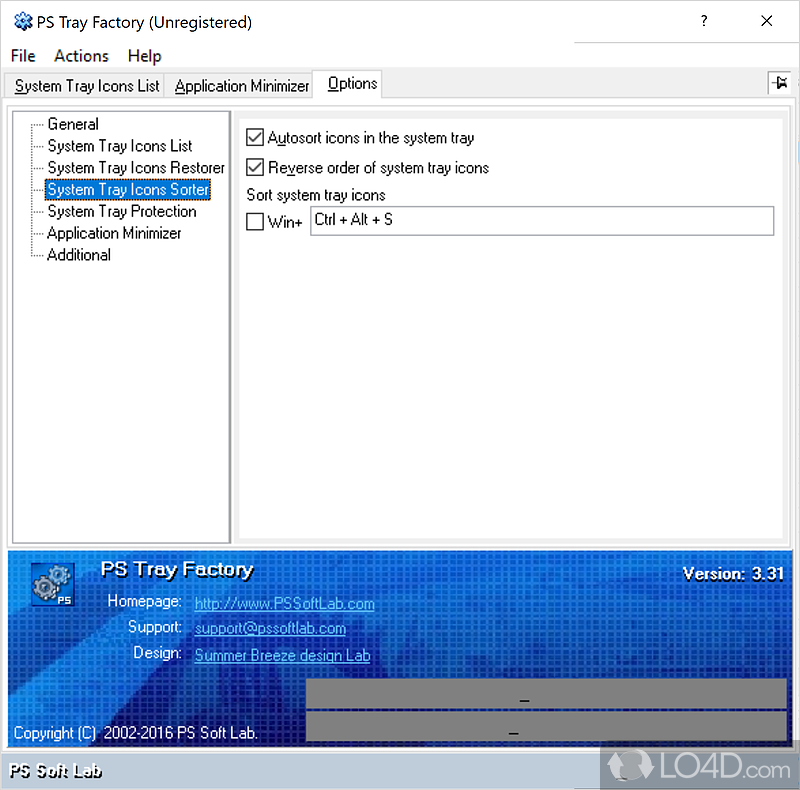 Lightweight system tray icon manager with backup and restore support - Screenshot of PS Tray Factory