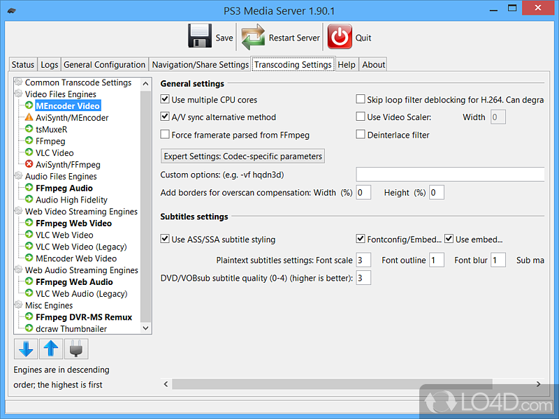 A DLNA compliant Upnp Media Server for the PS - Screenshot of PS3 Media Server