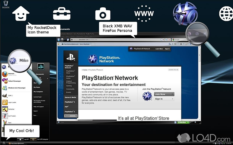 Freeware theme by popular deviantart member - Screenshot of PS3 Theme for Windows XP