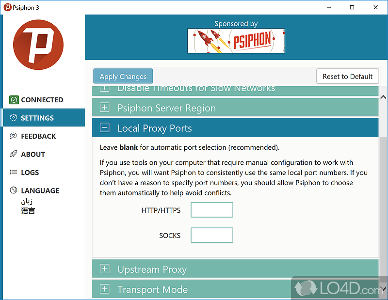 Psiphon 3: HTTP Proxy - Screenshot of Psiphon 3