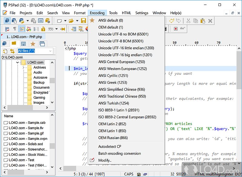 Programmers editor - Screenshot of PSPad Editor