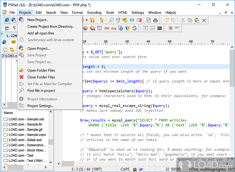 Access Google's search engine and view HTML pages directly - Screenshot of PSPad Editor