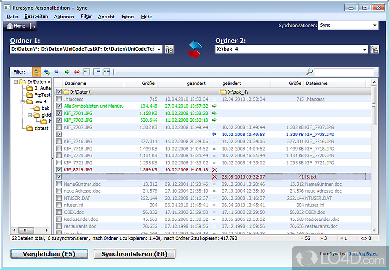 Back up files following similar steps - Screenshot of PureSync