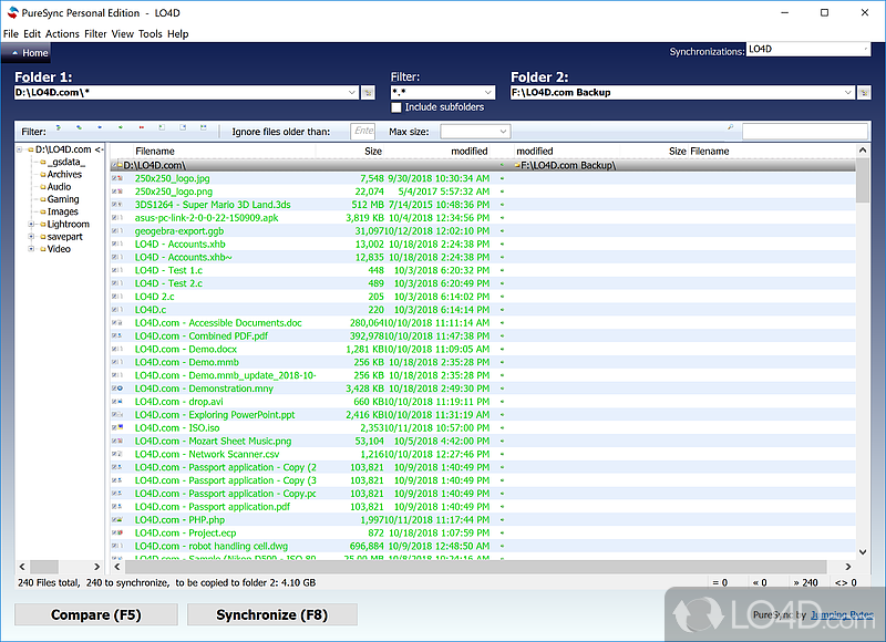 Synchronize files with conditions and post-task actions - Screenshot of PureSync Personal