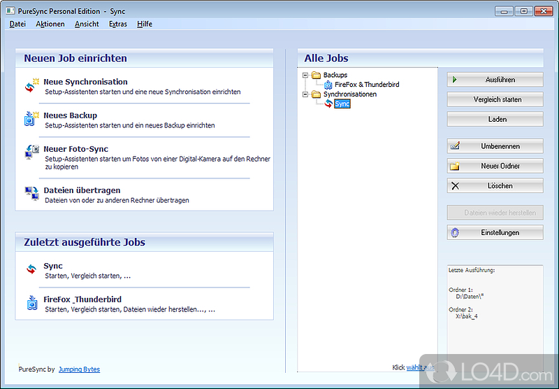 Synchronize files with conditions and post-task actions - Screenshot of PureSync