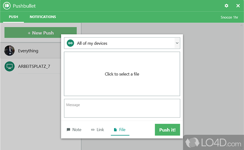 Notification mirroring - Screenshot of Pushbullet