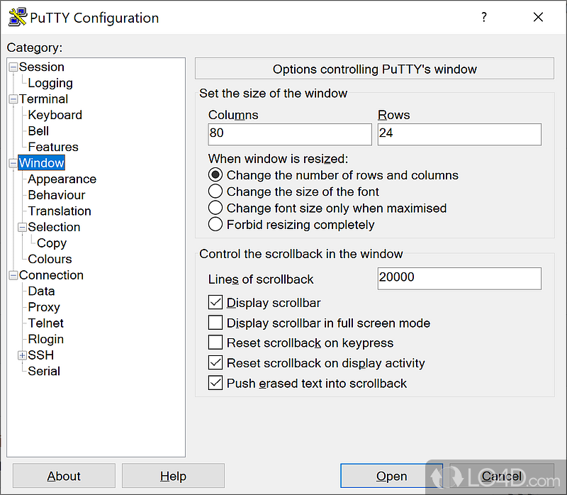 Establish a secure connection - Screenshot of PuTTY