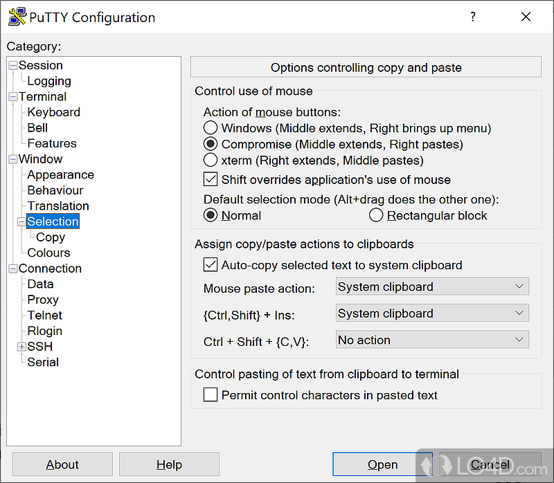 Command-line interface - Screenshot of PuTTY