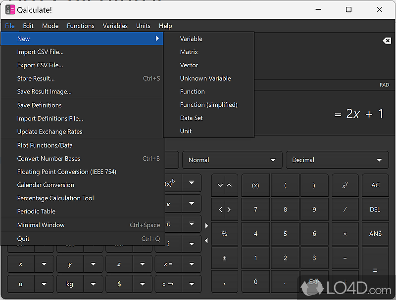 More power than the Windows calculator - Screenshot of Qalculate