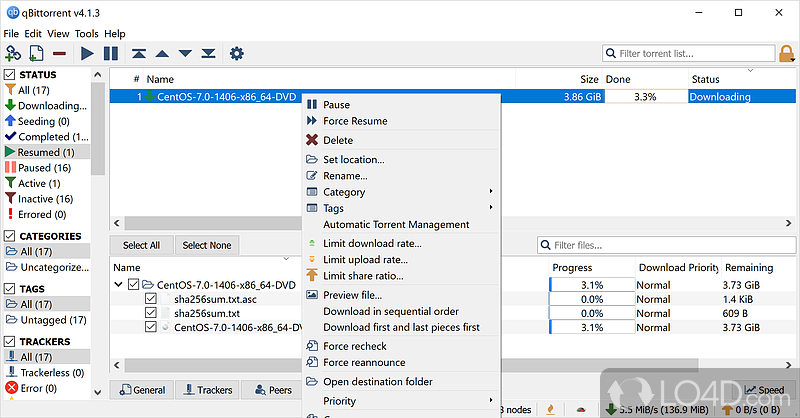 An easy-to-use torrent client - Screenshot of qBittorrent