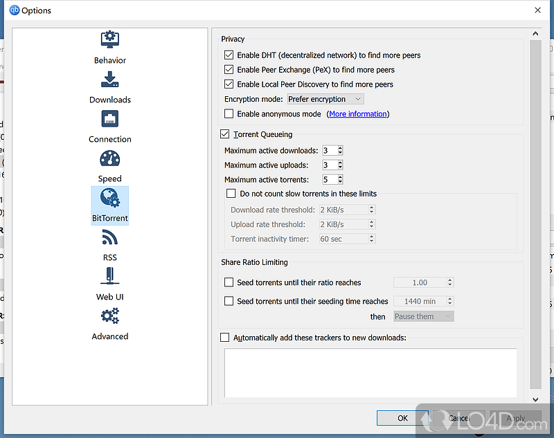 Fast filesharing client that user Bit Torrent - Screenshot of qBittorrent Portable