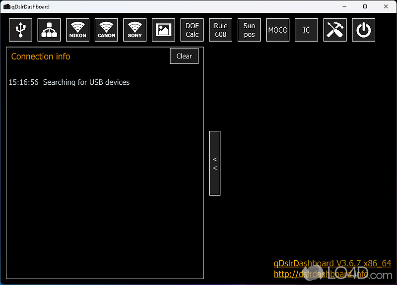 Control Nikon, Canon and Sony DSLR and mirrorless cameras - Screenshot of qDslrDashboard