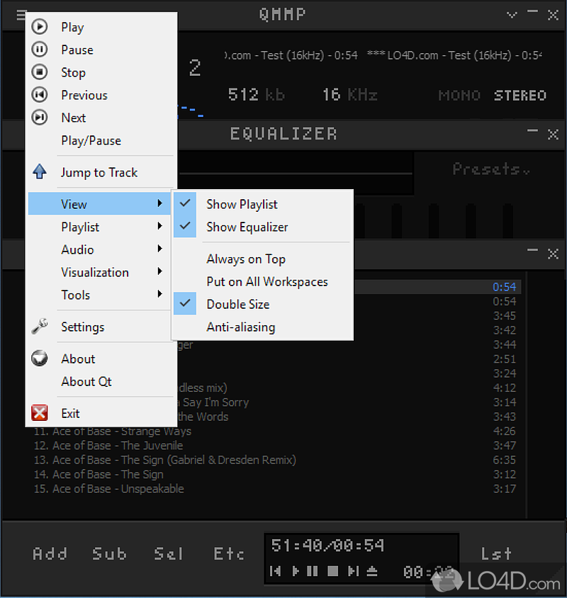 Audio and video player with support for Winamp plugins - Screenshot of Qmmp