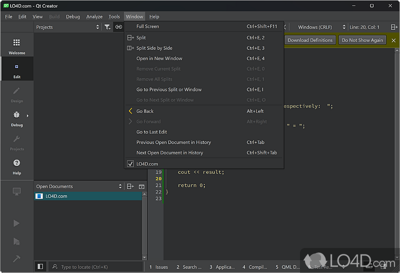 Complete integrated development environment (IDE) for application developers - Screenshot of Qt Creator