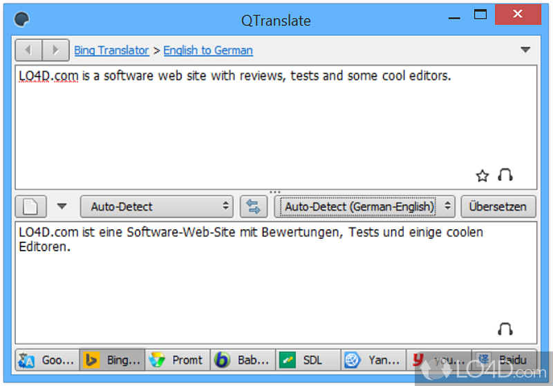 Translator for Windows which translates a text using online translation - Screenshot of QTranslate Portable