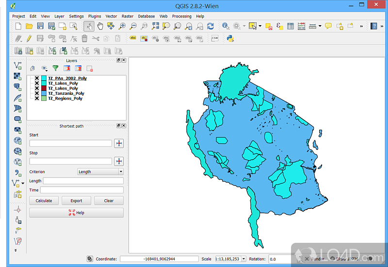 Take advantage of the large variety of advanced tools put at disposal in order to create maps from scratch - Screenshot of Quantum GIS
