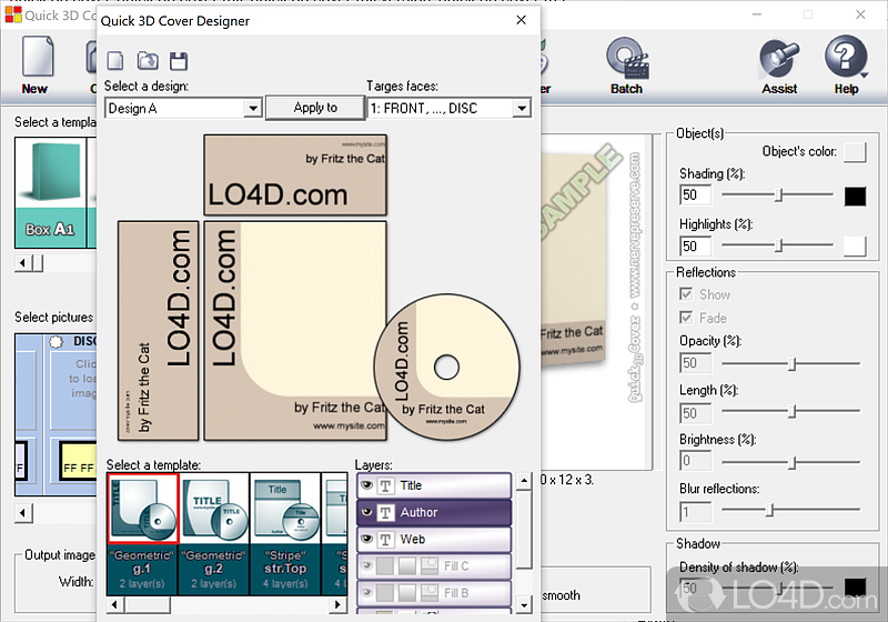 Instant 3d boxshots, CD, DVD, ebooks covers - Screenshot of Quick 3D Cover