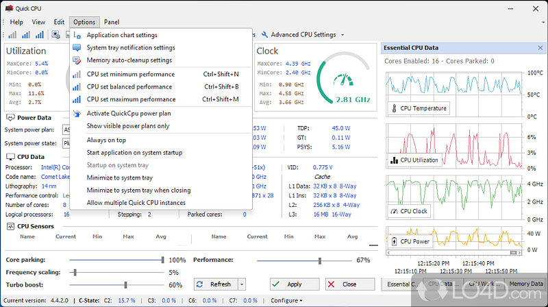 Quick CPU: CPU Data - Screenshot of Quick CPU