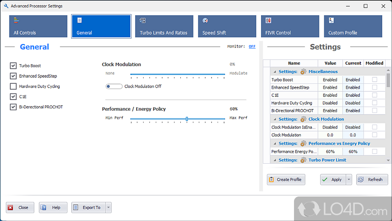 Performance and efficiency - Screenshot of Quick CPU