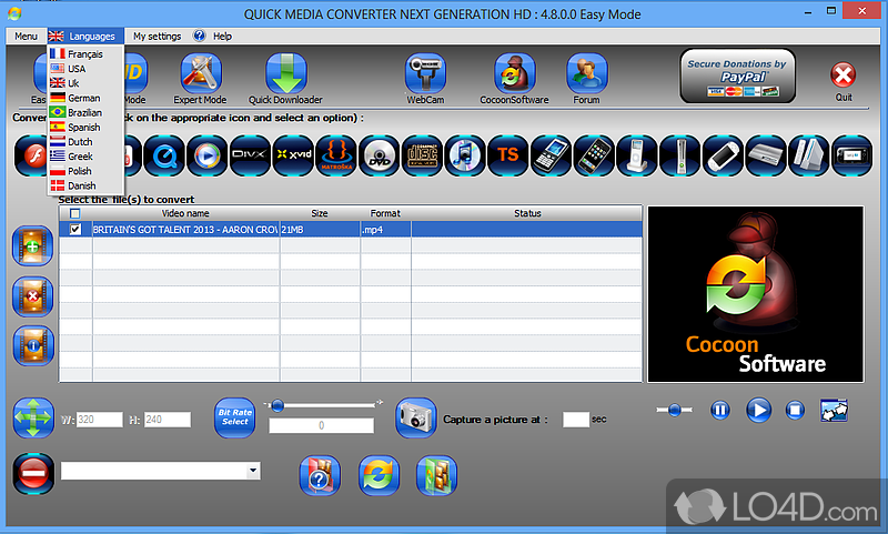 Multiple format video converter - Screenshot of Quick Media Converter