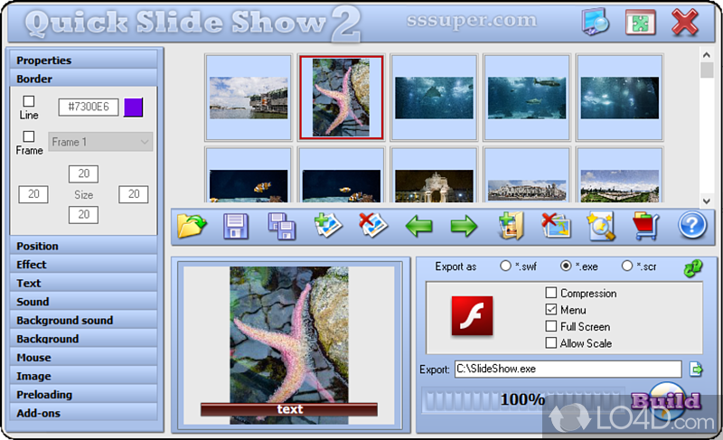 Creating Flash slide show, screen savers - Screenshot of Quick Slide Show