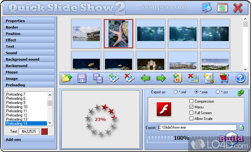 Creating Flash slide show, presentations, family albums, screen savers - Screenshot of Quick Slide Show