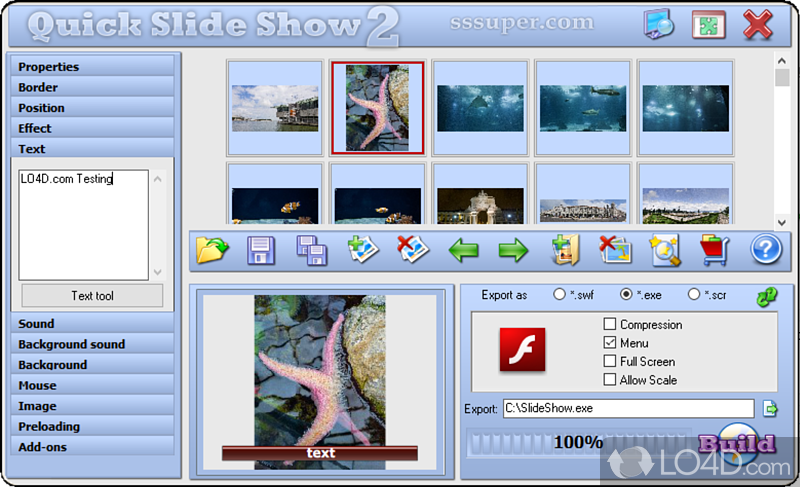 Quick Slide Show: User interface - Screenshot of Quick Slide Show