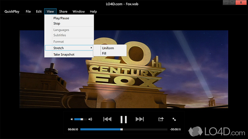 QuickPlay: User interface - Screenshot of QuickPlay