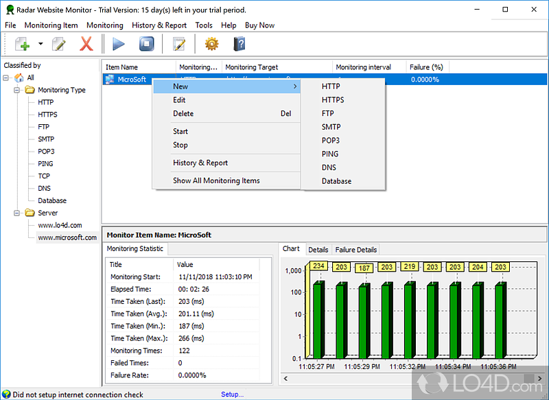 Radar Website Monitor screenshot